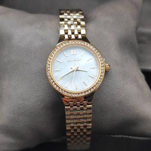ساعت مچی زنانه اورجینال Royal Crown مدل 2058 – طلایی با صفحه فیروزه‌ای فسفری صدفی